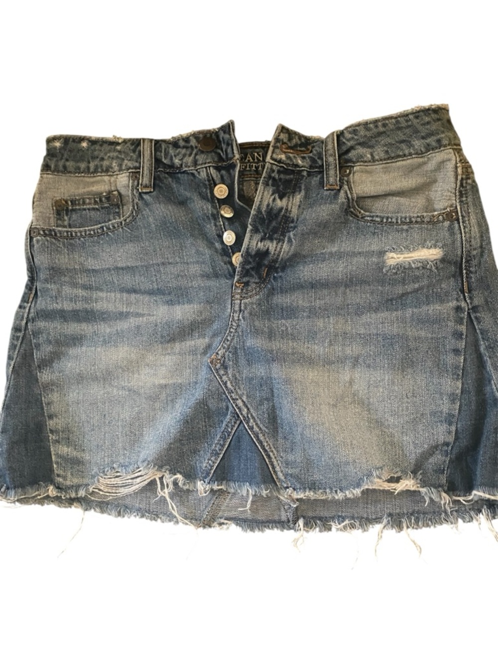 American Eagle Outfitters Distressed Blue Denim Mini Skirt